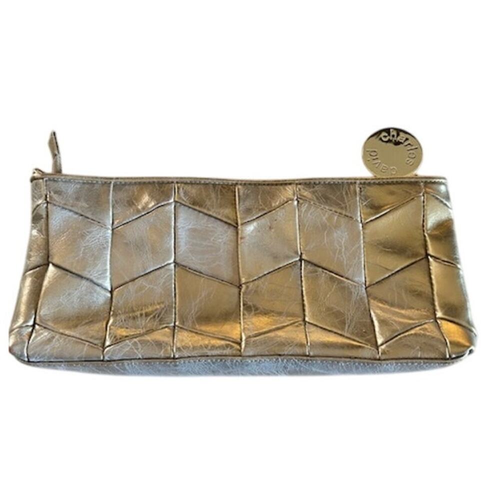 David Charles Metallic Silver Clutch Handbag